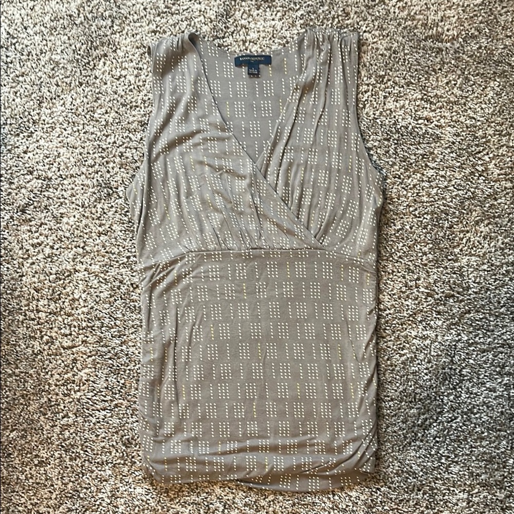 Banana Republic Gray Faux Wrap Tank Top with Side Ruching